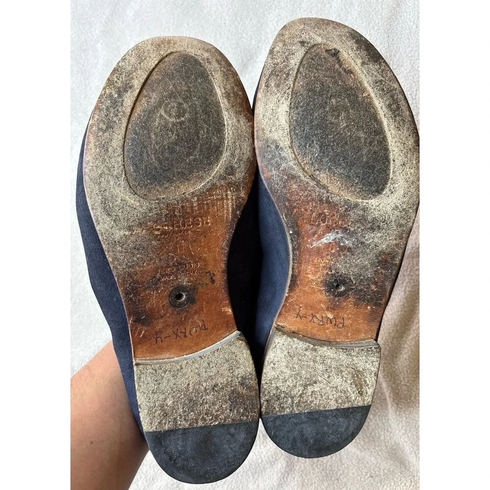 Lucchese Special Collection Fausto Navy Snuffed Suede Mens Penny Loafers 8D